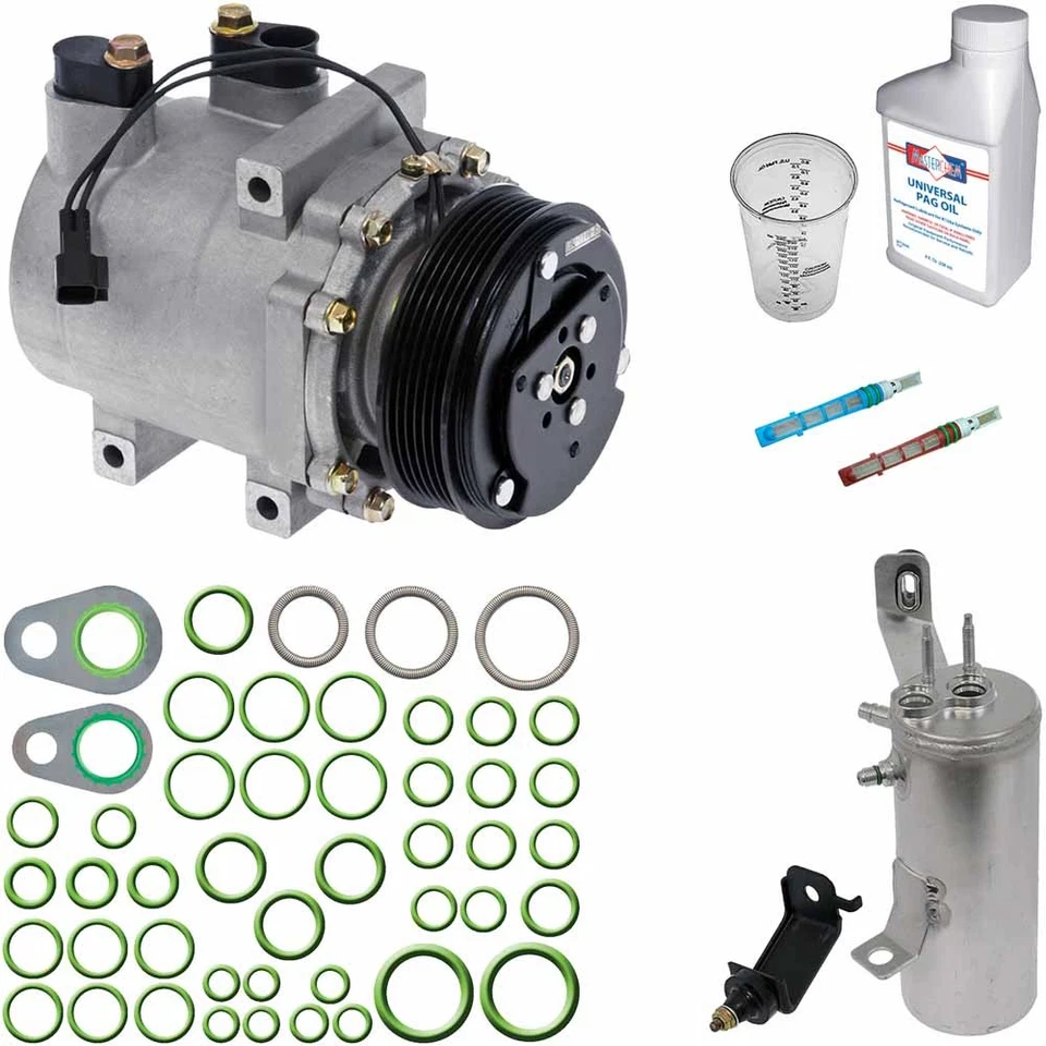 适用于福特 Explorer Mercury Mountaineer 欧米茄交流压缩机 带空调维修套件 DAC — 第 1/1 张图片