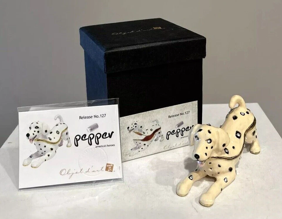 Objet D'Art -Pepper -Trinket Box - no. 127 - Dalmation Dog - artform Work of Art