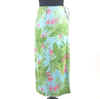 Jones New York Sport Petite надежном юбка 2P льняной синий тропический цветочный длинный - Изображение 1 из 4