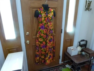 Vestido Maxi Hawaiano Vintage Años 60 1970 BOHO Hippie Retro Groovy Hawaii S10 Foto 1 de 4