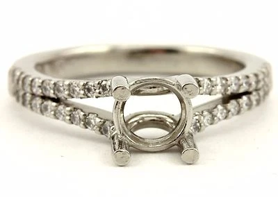 NEW platinum engagement ring semimount 1ct 6.5mm round center .34ctw diamonds - Image 1 of 4
