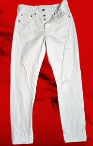 Levi's Premium 501 S Skinny High Rise Big E White Jeans But.Fly Sz. 26x28 - Picture 1 of 10