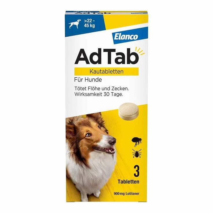 AdTab™ Kautabletten für extra große Hunde 900 mg 22 bis 45 kg · 3 St · PZN 18752