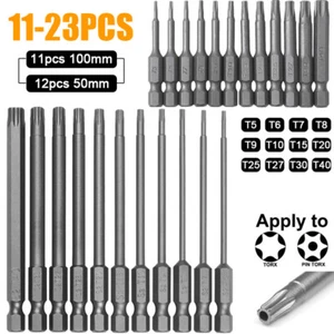 11-23pcs Torx Screwdriver Bit Set Hex Security Magnetic Head 50 100mm Extra Long - Picture 1 of 9