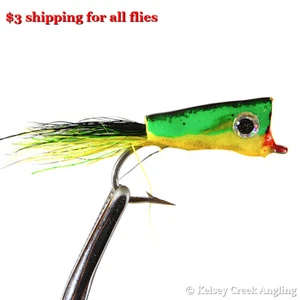 6-Pack CB Fire Tiger Taco Pescado, Popper Flies - Picture 1 of 2