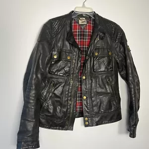 Chaqueta de Motociclista Tommy Hilfiger Denim de Colección Años 90 Cuero Negro a Cuadros para Hombre’s M - Imagen 1 de 8