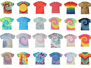 Camisetas Tie Dye multicolores para niños y adultos 100 % algodón coloreado - Imagen 1 de 35