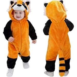 Unisex Baby Animal Costume Winter Flannel Hooded Jumpsuit Halloween Size 13-18 M - Picture 1 of 8