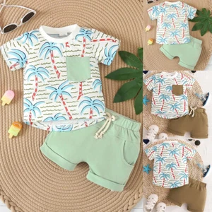 Toddler Baby Boy Summer Short Sleeve T-Shirt and Shorts Outfits Clothing Set - Picture 1 of 13