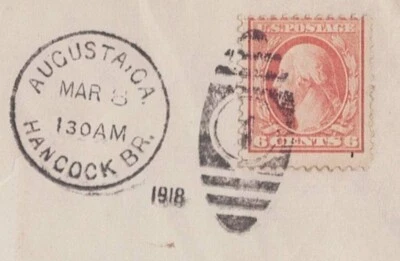 US #506 AUGUSTA GA HANCOCK BRANCH 1918 (Mar 13) DUPLEX Front to Mercersburg PA - Image 1 of 2