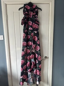 Pretty little things Navy blue floral maxi wrap dress sz 8, - Picture 1 of 11