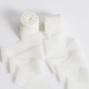 Cream White Chiffon Silk Ribbon Set(2 Rolls*7Yd for Wedding Invites Flower Gi... - Picture 1 of 4