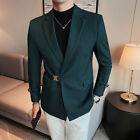 Mens Stylish Buckle Belt Blazer Jacket British Style Coats Casual Overcoats Size