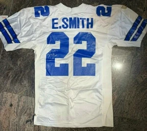 Camiseta deportiva blanca autografiada de Emmitt Smith con certificado de autenticidad tablero de indicadores - Imagen 1 de 10