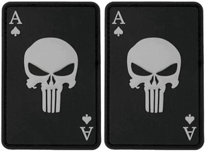 ACE OF SPADES SCHÄDEL PVC GUMMI PATCH | 2 STÜCK PVC HAKEN RÜCKSEITE 3"x2" - Bild 1 von 2