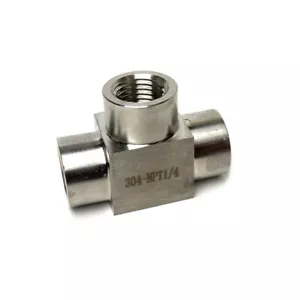 1/4" T-Shirt T 3-Wege Buchse 304 SS Edelstahl Gewinde Verbinder Rohr Fitting NPT - Bild 1 von 3