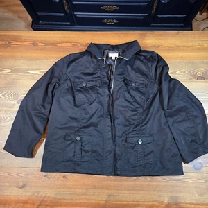 Studio Works Women’s Black Utility Jacket Zip Front Button Pockets Size 2X - Picture 1 of 13