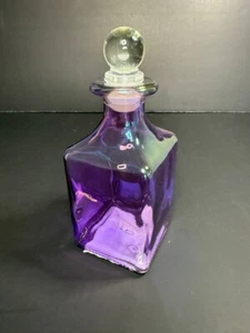 Small Glass Bottle/Carafe with Stopper Iridescent Purple 5.5" - Picture 1 of 7