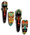 Pack de 4 masques tribaux en terre cuite et masque égyptien pour décoration intérieure
