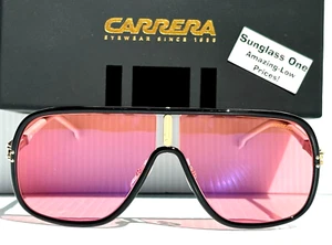 NUOVI OCCHIALI DA SOLE CARRERA FLAGLAB 11 montatura nera oro bianco lenti rosa 3H2UZ - Foto 1 di 20