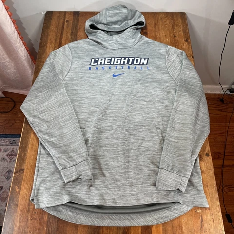 Creighton Bluejays Hoodie Mens XLT Gray Pullover Nike DriFIT Sweatshirt Cover