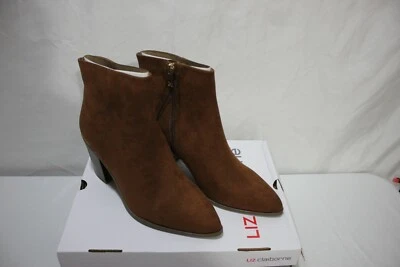 Liz Claiborne Brown Suede Zip Up ankle boots size 9M NIB - Image 1 of 4