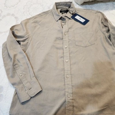 Kenneth Cole New York Men's M Long Sleeve Linen Blend  Semi Sheer Button Shirt - Image 1 of 4