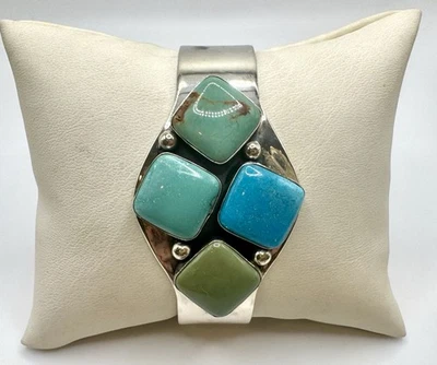 Bracelete de punho largo Jay King DTR prata esterlina turquesa - Imagem 1 de 3