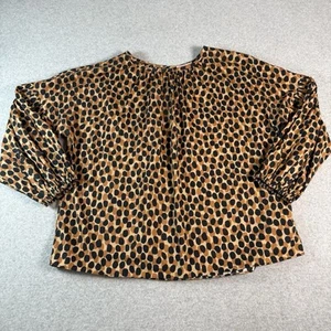 Kate Spade Dotty Leopard Around Town Top Women’s Large Animal Print Blouse - Picture 1 of 7
