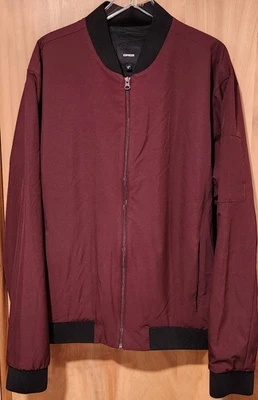 Chaqueta Bomber Express Hombre XL Granate Borgoña Cremallera Frontal Borde Negro Excelente Foto 1 de 4