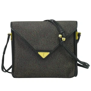 YVES SAINT LAURENT YSL PVC Shoulder Crossbody Bag Brown Black Gold - Picture 1 of 15