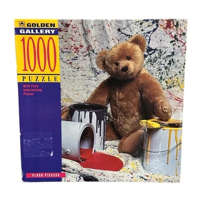 Golden Gallery 1000 Piece Jigsaw Puzzle Plush Picasso Teddy Bear Paint Cans New - Image 1 of 4