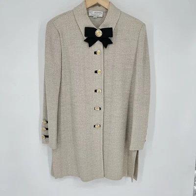 St. John Collection 女式长款夹克外套金色纽扣 10 码 — 第 1/4 张图片