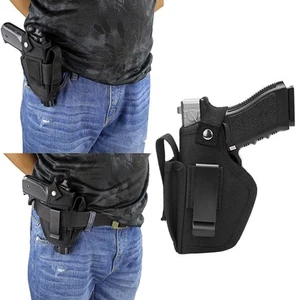 TACTICAL OWB IWB CARRY NYLON GUN CAR HOLSTER WITH MAGAZINE SLOT POUCH BELT LOOP - Picture 1 of 12