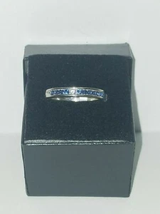 Sterling Silver Ring Created Sapphire Size 8 - Picture 1 of 11