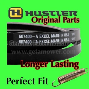 NEW GENUINE HUSTLER 607400 RAPTOR, RAPTOR SD, SDX HYDRO DRIVE BELT WITH SPRING - Picture 1 of 5