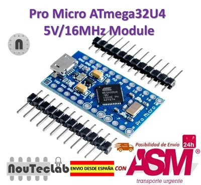 Pro Micro ATmega32U4 5V/16MHz Module with Pin Header for Arduino Leonardo  - Imagen 1 de 4