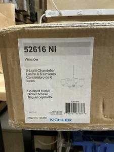 NEW. KICHLER Winslow 26” 6-Light Brushed Nickel Contemporary Shaded Chandelier - Picture 1 of 4