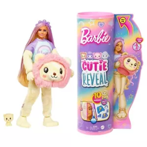 Barbie Cutie Reveal Cute Tees - Pink Lion Plush 10 Surprises Soft Cuddly Toy New - Picture 1 of 3