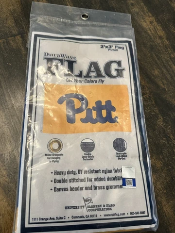 NEW (Sealed) - DuraWave Flag 2' x 3' University of Pittsburgh Pitt College Flag Cover