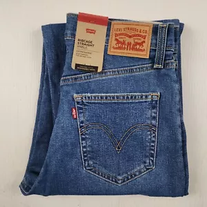 Levis Womens Ribcage Straight Ankle Blue Denim Jeans Button Fly NEW 726930121 - Picture 1 of 10