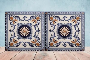 Greek Ceramic Wall Tiles - Set of 2 Kitchen Backsplash Bathroom Ceramic Art Tile - Picture 1 of 3