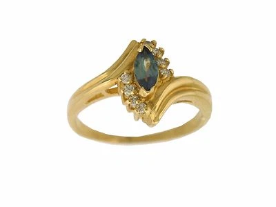Natural Alexandrite Color Change Diamond 14K Yellow Gold Ring With Certifcate — 第 1/4 张图片
