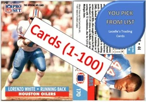 1991 Pro Set Football Cards (1-100) - U-Pick From List - Picture 1 of 191