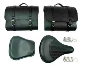 Black Color Leather Saddle Bag Front Rear Seat Fits Royal Enfield Classic 350 - Picture 1 of 6