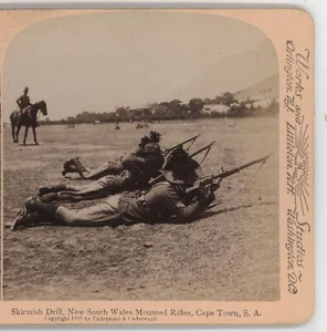 Skirmish Drill New South Wales Mounted Rifles Cape Town Boer War Stereoview 1900 - Picture 1 of 4