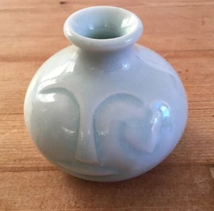 Curt Stevens Porzellan Steinzeug Art Studio kleine runde Knospe Vase hell/hellblau - Bild 1 von 4