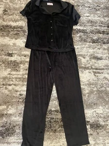 Juicy Couture Nachtwäsche Schwarz Velour �� PJ Set Lounge Pyjama Größe XL - Bild 1 von 6