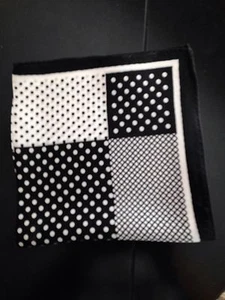 REDUCED! 14" 100% silk elegant, designer black and white square-B5 - Picture 1 of 3