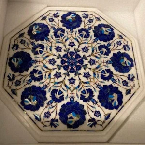 18" marble Table Top Inlay Pietra Dura coffee center antique decor lapis mosaic - Picture 1 of 4